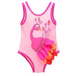 Pink Peacock Swimsuit set for baby